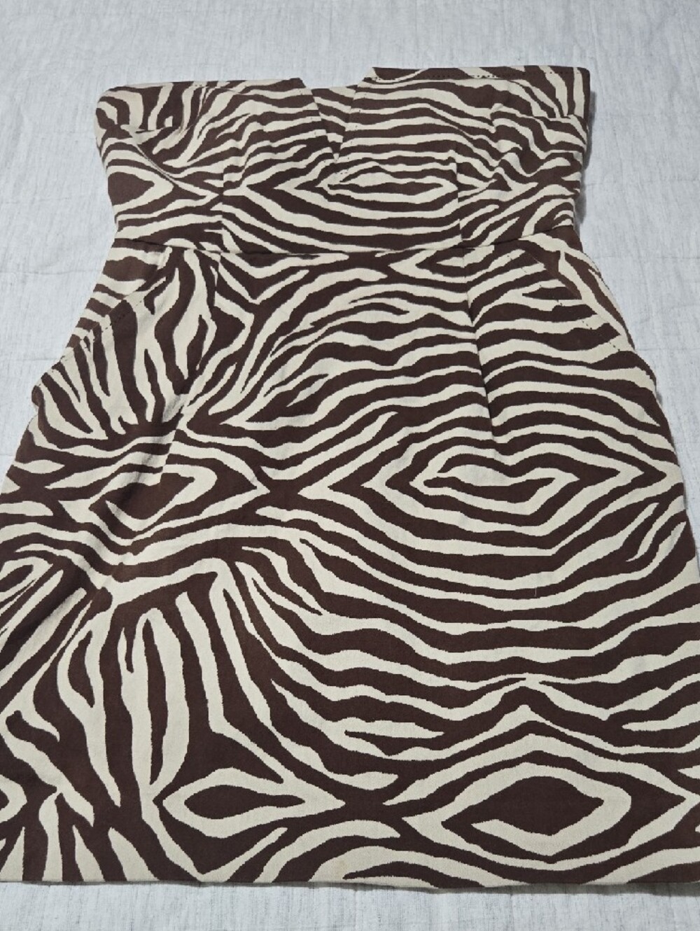 kate spade Strapless Zebra-Print Dress in Brown and Cream - Picture 14 of 16